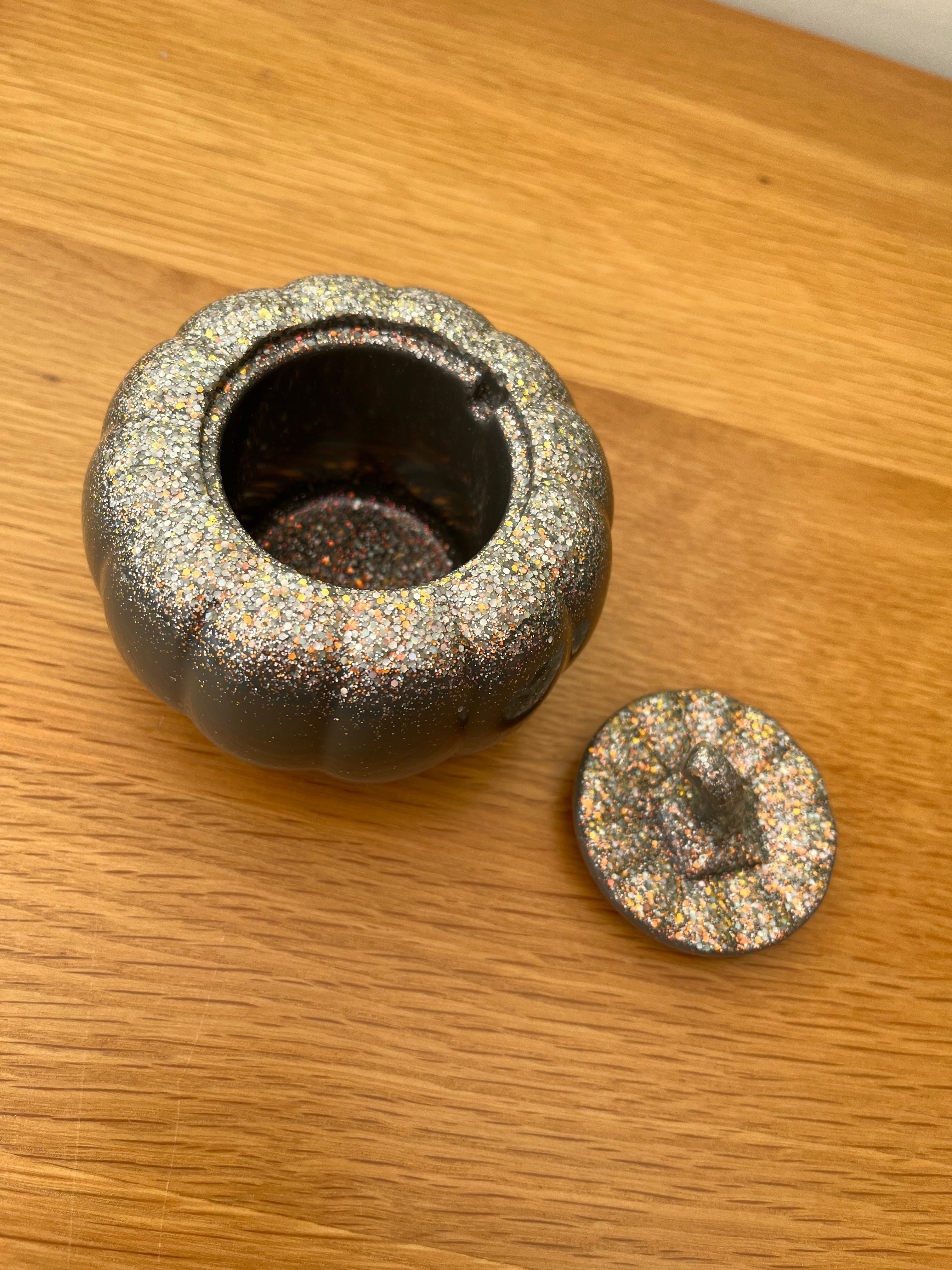 Resin Pumpkin - Grey & Glittery