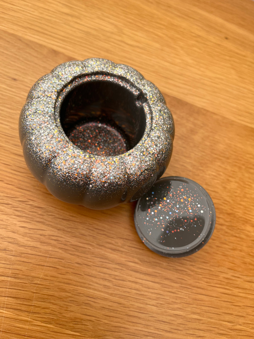 Resin Pumpkin - Grey & Glittery