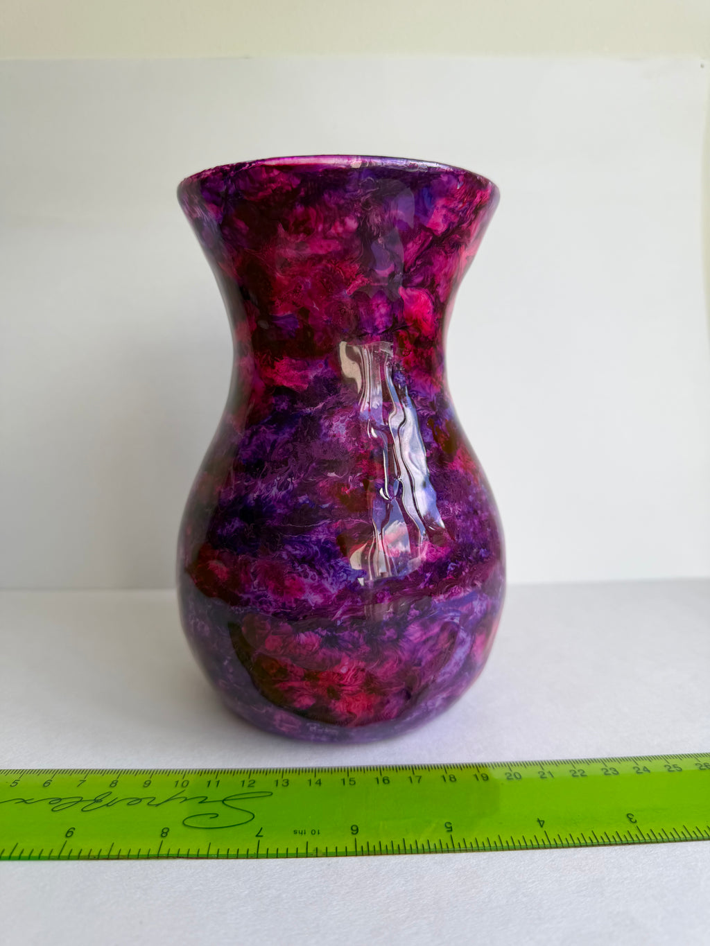 Resin-Decorated Glass Vase - Purple and Cerise