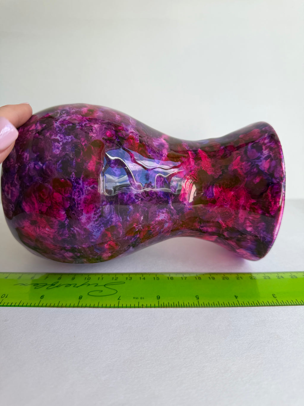 Resin-Decorated Glass Vase - Purple and Cerise