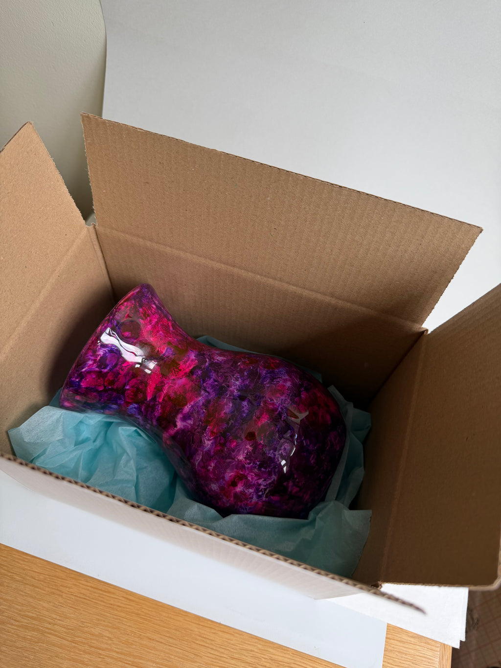 Resin-Decorated Glass Vase - Purple and Cerise