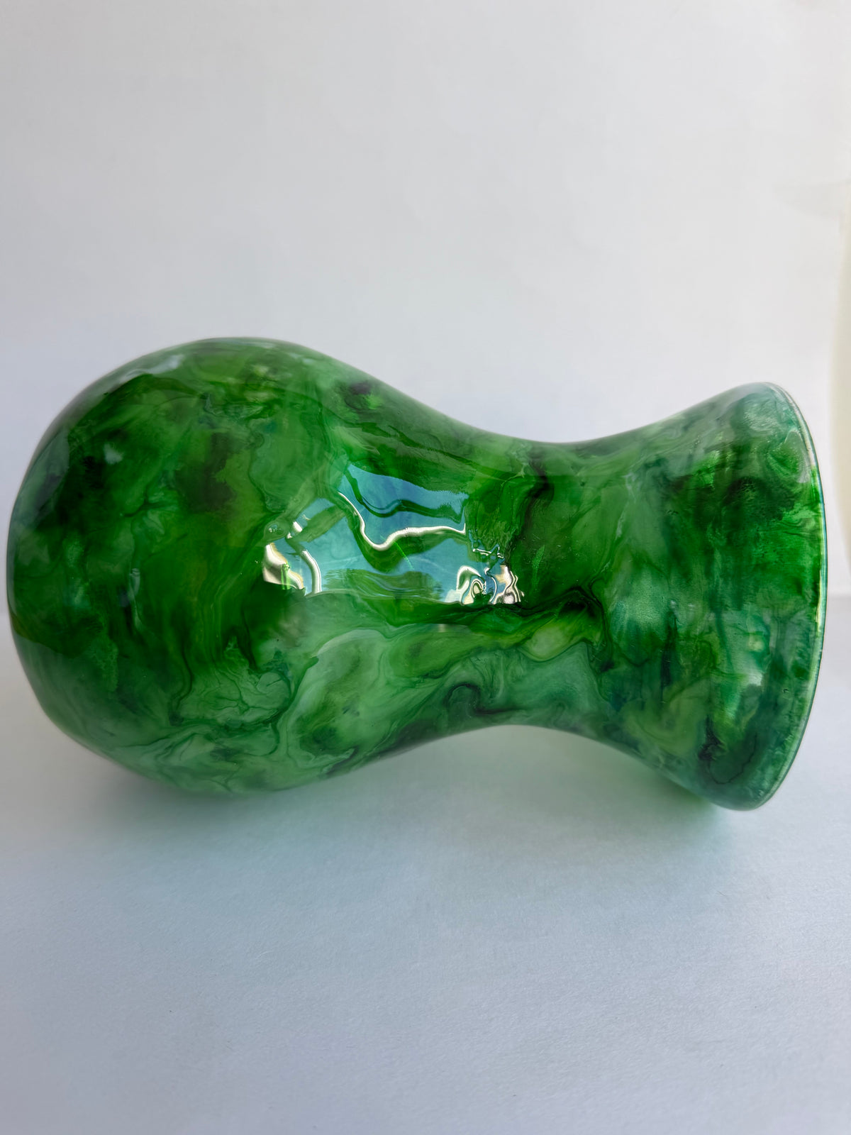 Resin-Decorated Glass Vase - Marbled Shades of Green