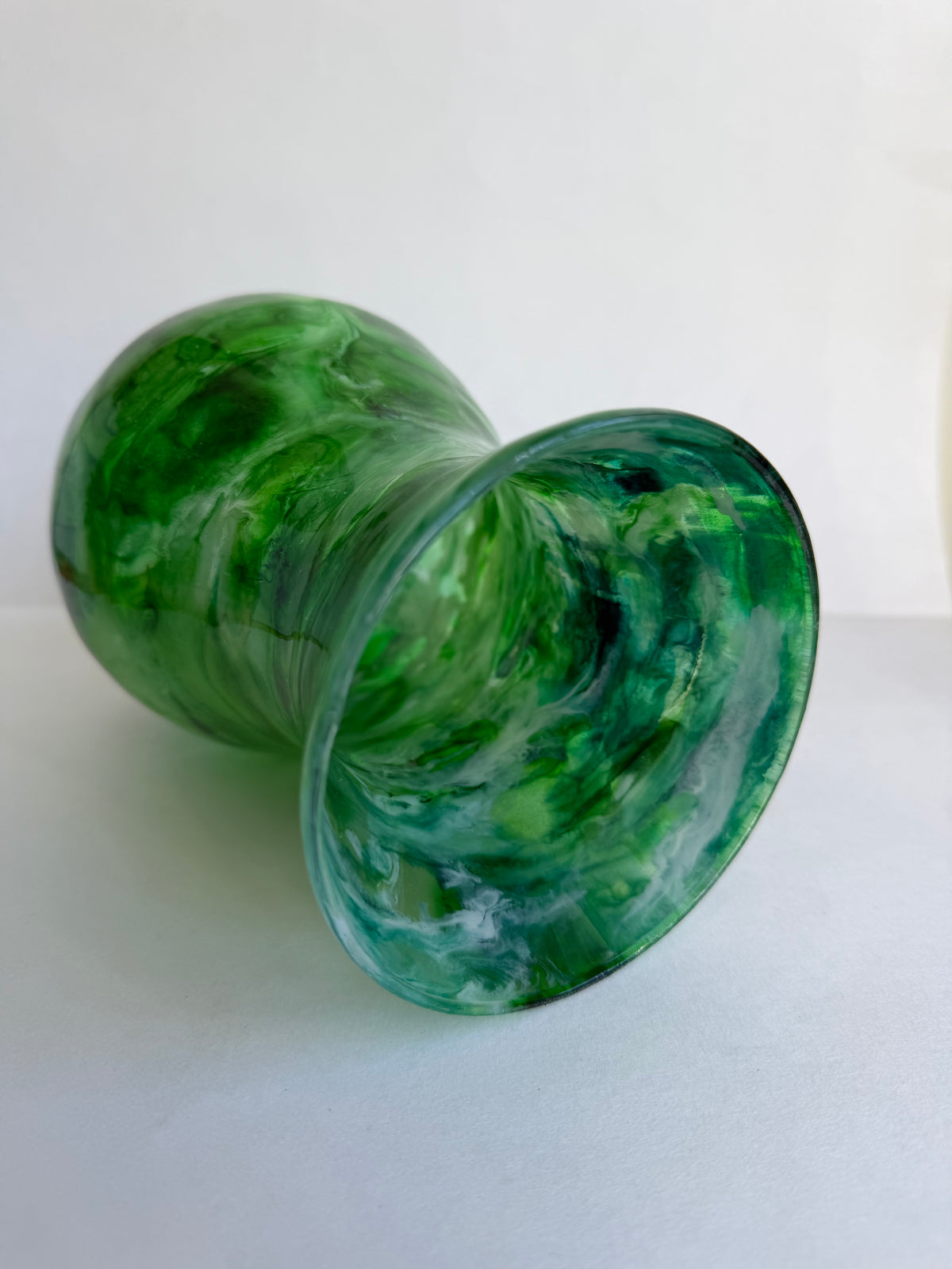 Resin-Decorated Glass Vase - Marbled Shades of Green
