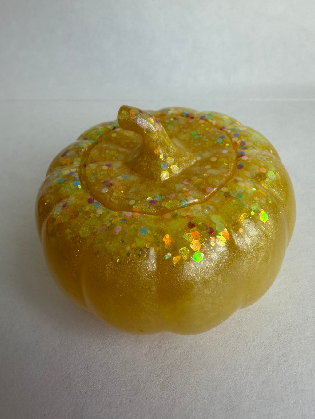 Resin Pumpkin Pot - Yellow & Glittery