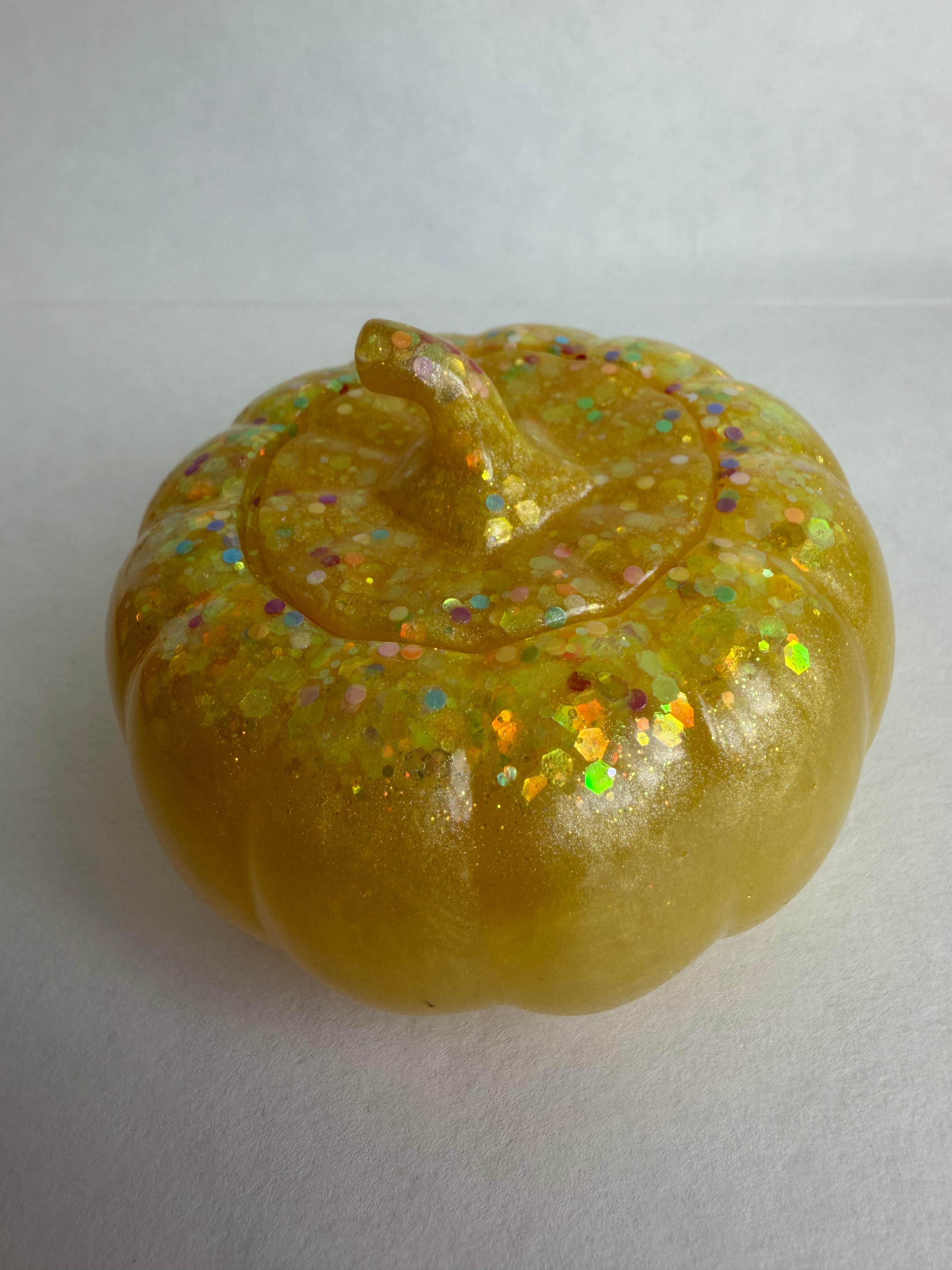 Resin Pumpkin Pot - Yellow & Glittery