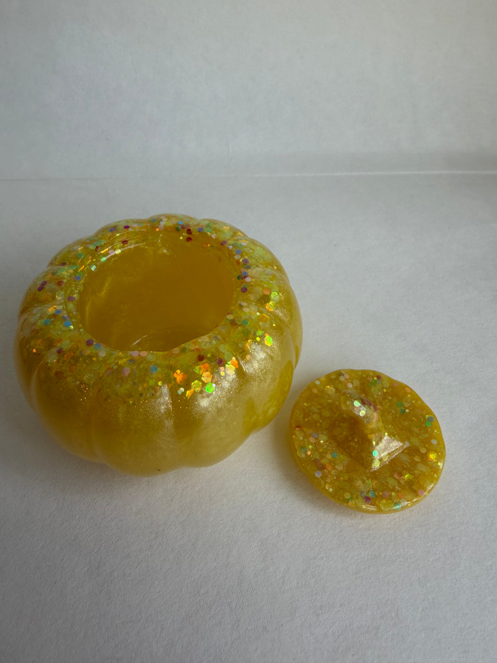 Resin Pumpkin Pot - Yellow & Glittery