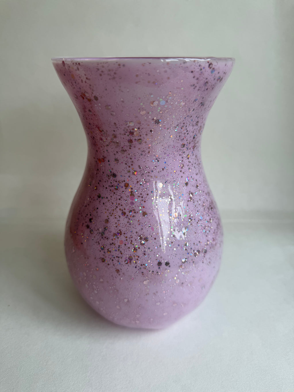 Resin Coated Glass Vase - Pink & Glittery