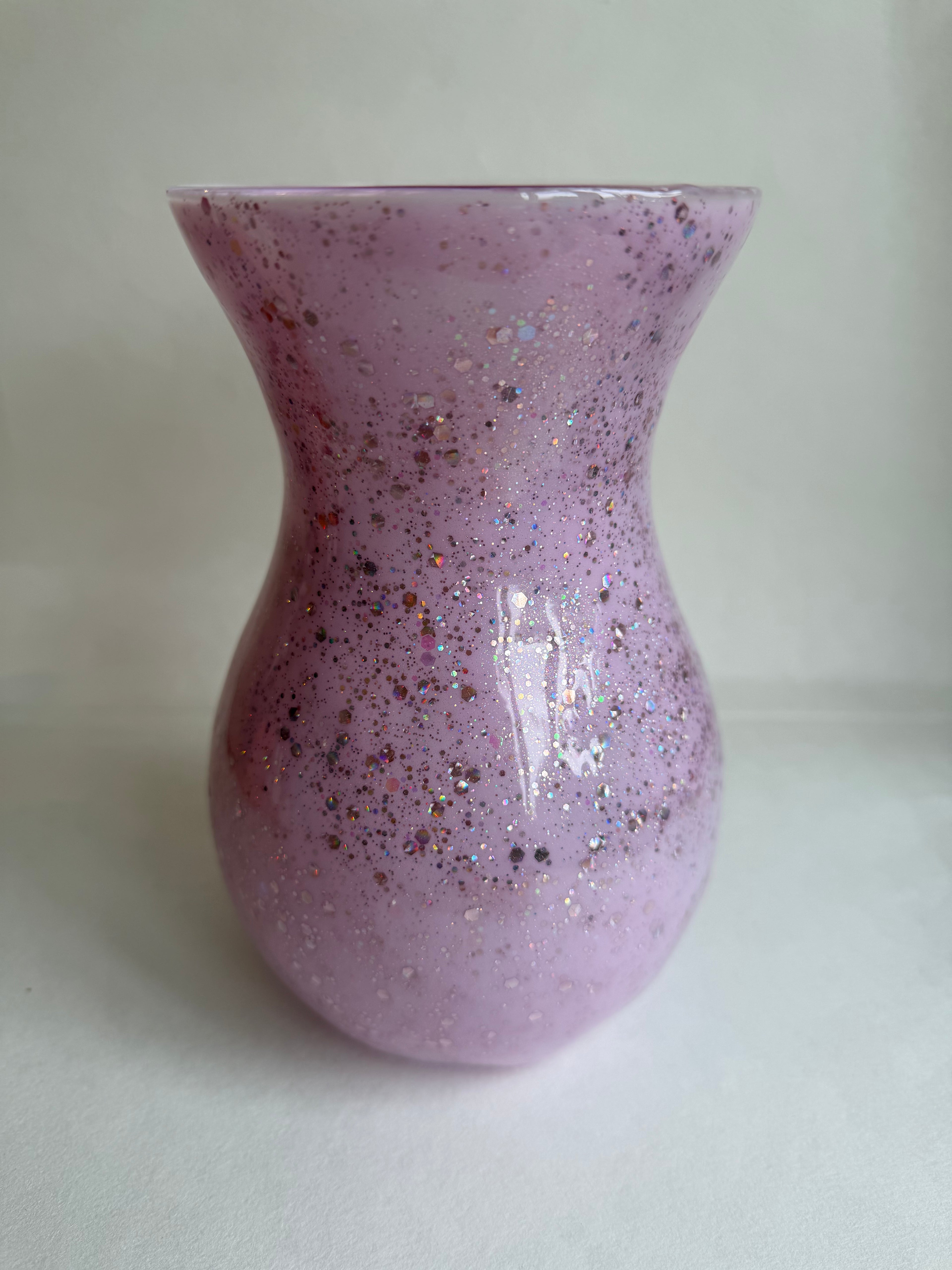 Resin Coated Glass Vase - Pink & Glittery