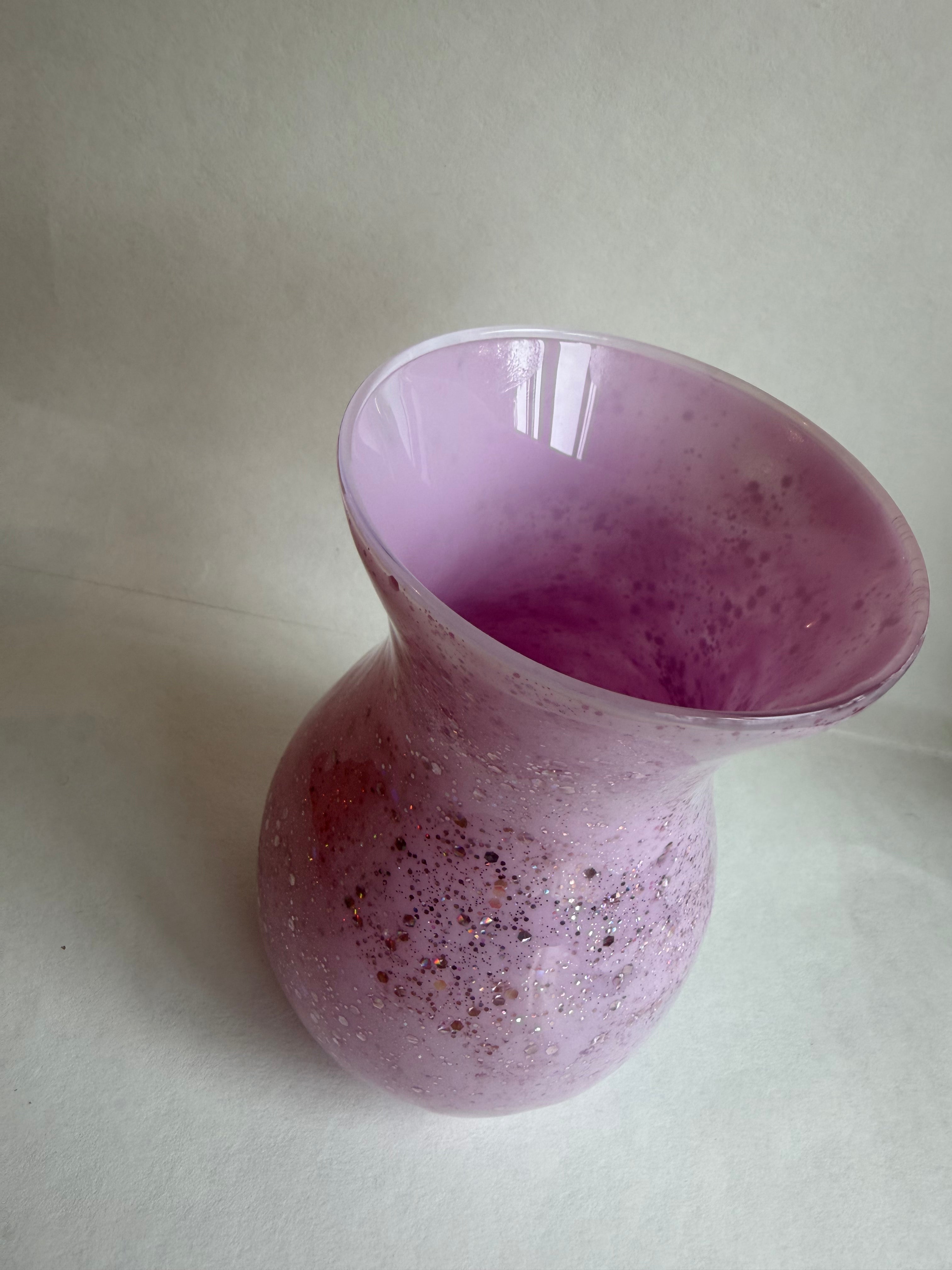 Resin Coated Glass Vase - Pink & Glittery