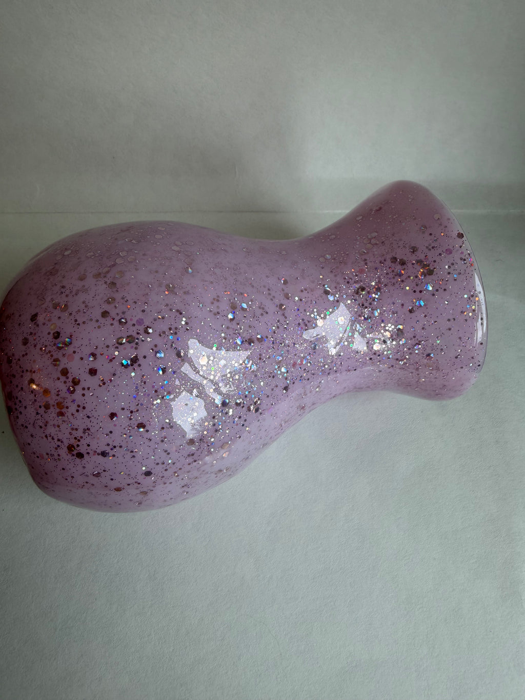 Resin Coated Glass Vase - Pink & Glittery