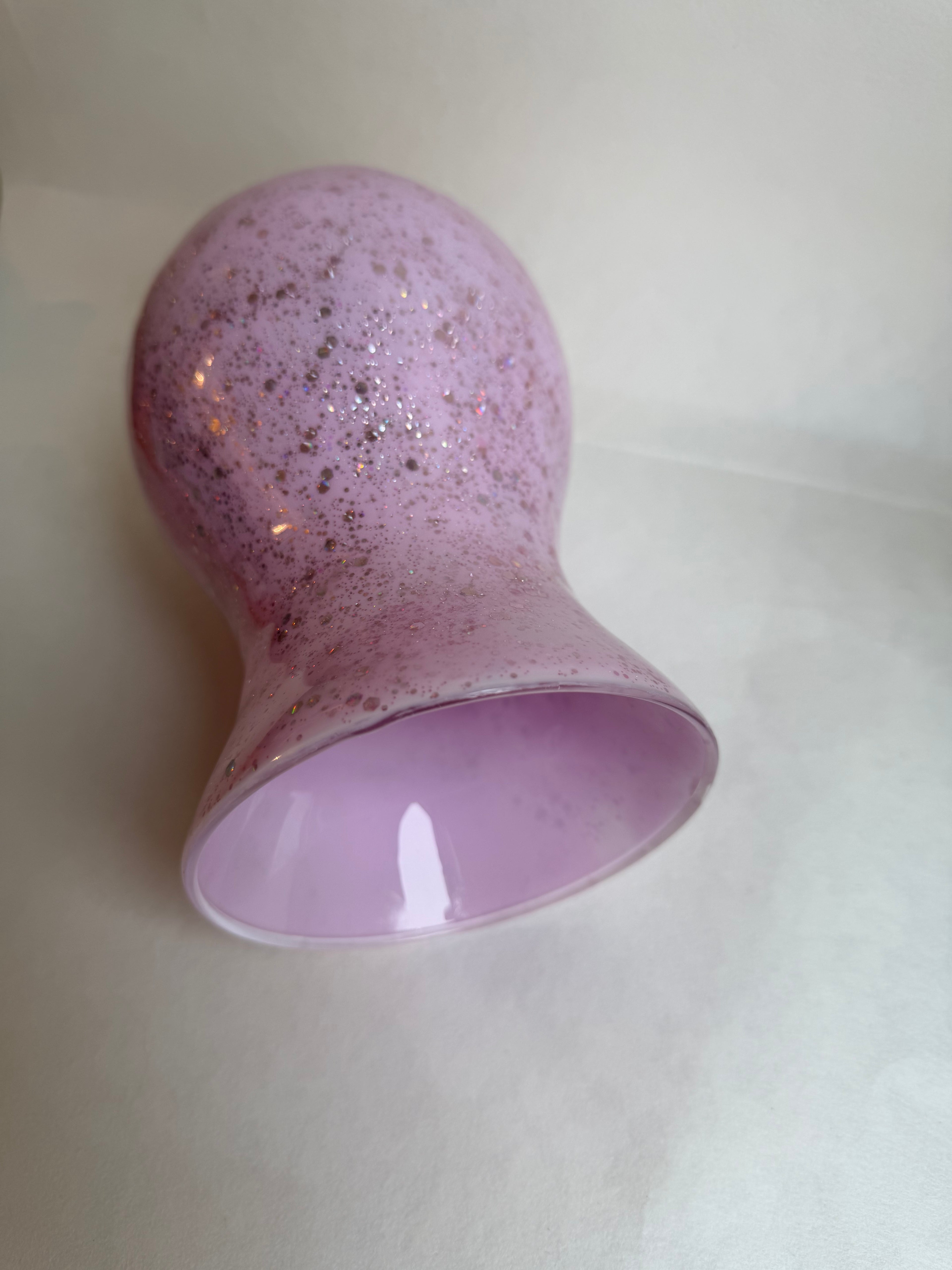 Resin Coated Glass Vase - Pink & Glittery