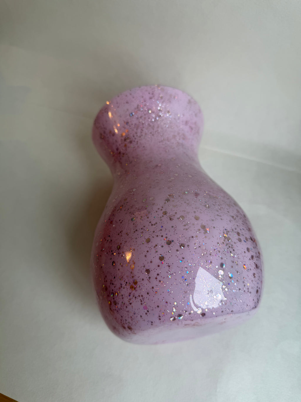 Resin Coated Glass Vase - Pink & Glittery