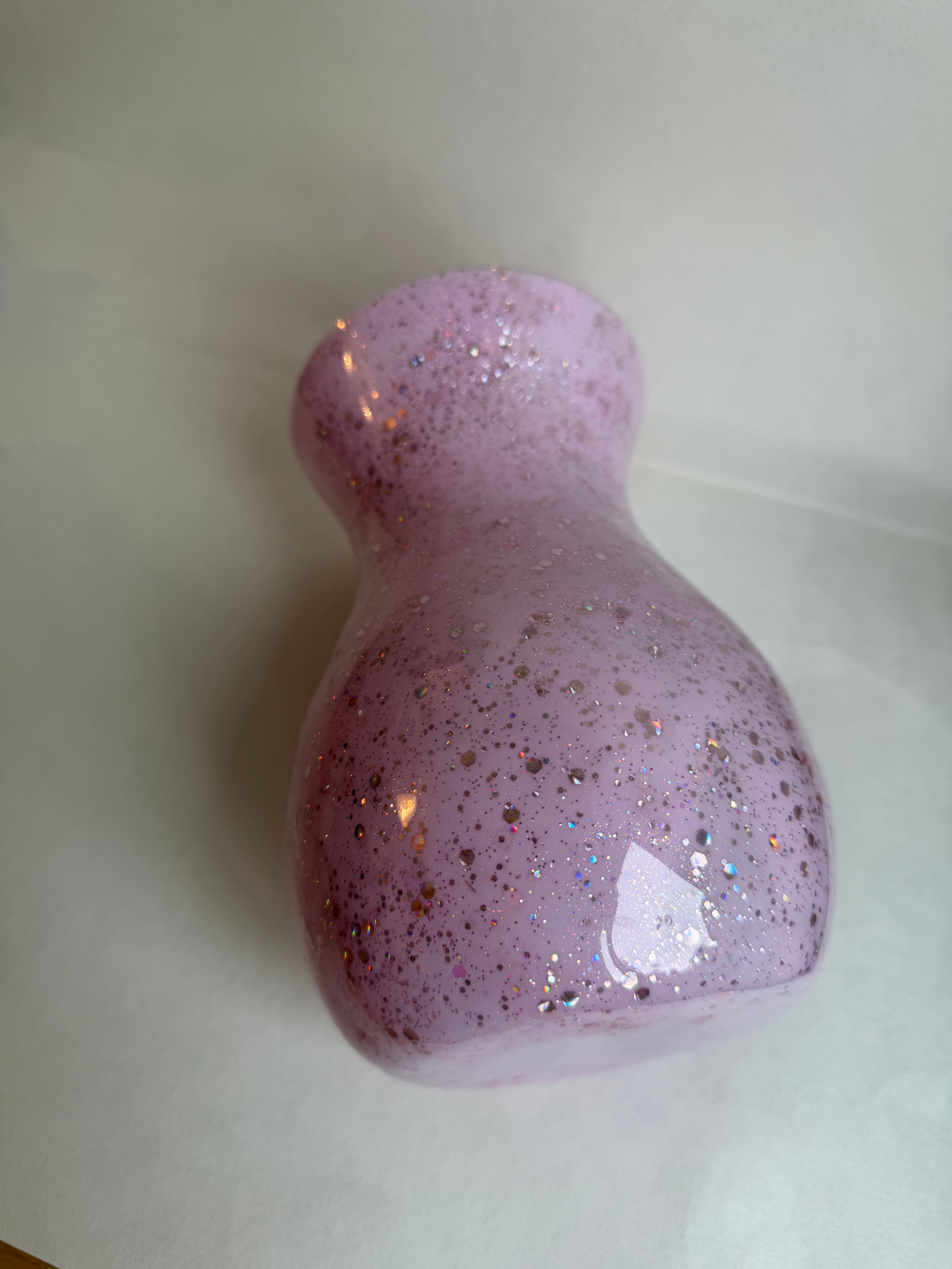 Resin Coated Glass Vase - Pink & Glittery