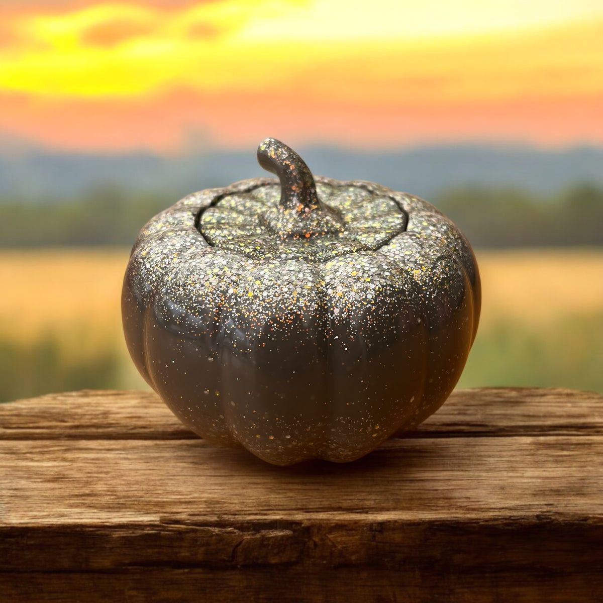 Resin Pumpkin - Grey & Glittery
