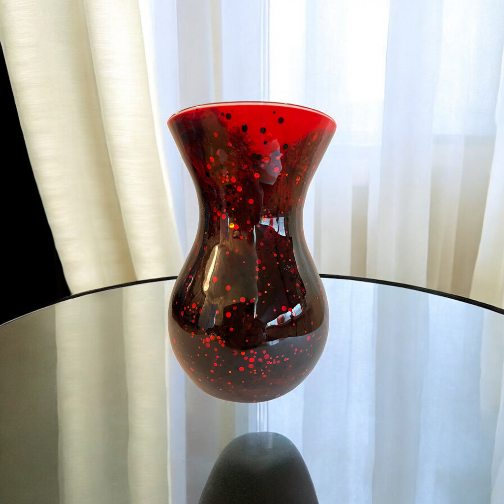 Resin Decorated Vase - Red and Black Coated Vase With Glitter