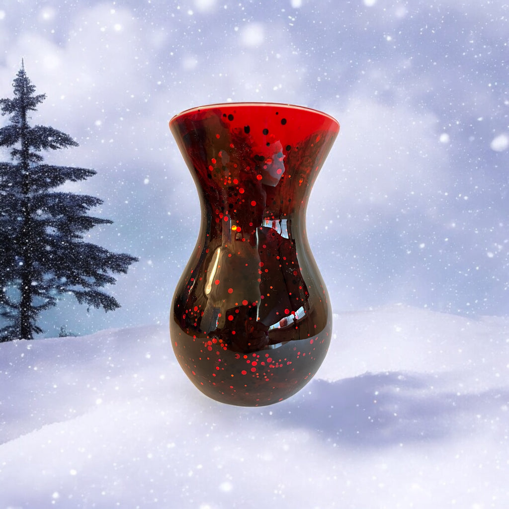 Resin Decorated Vase - Red and Black Coated Vase With Glitter