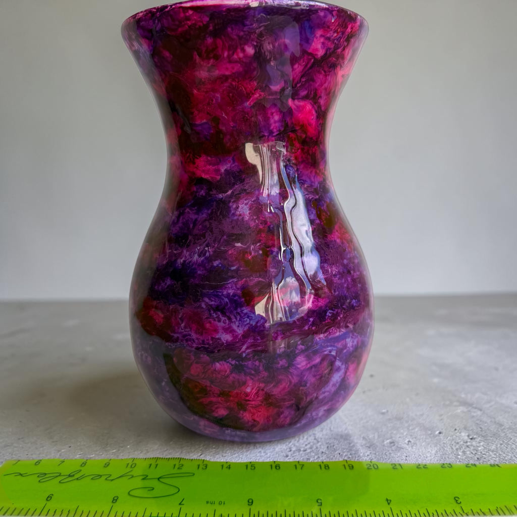 Resin-Decorated Glass Vase - Purple and Cerise