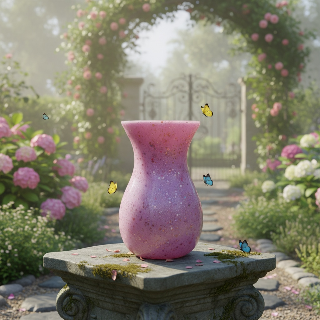 Resin Coated Glass Vase - Pink & Glittery