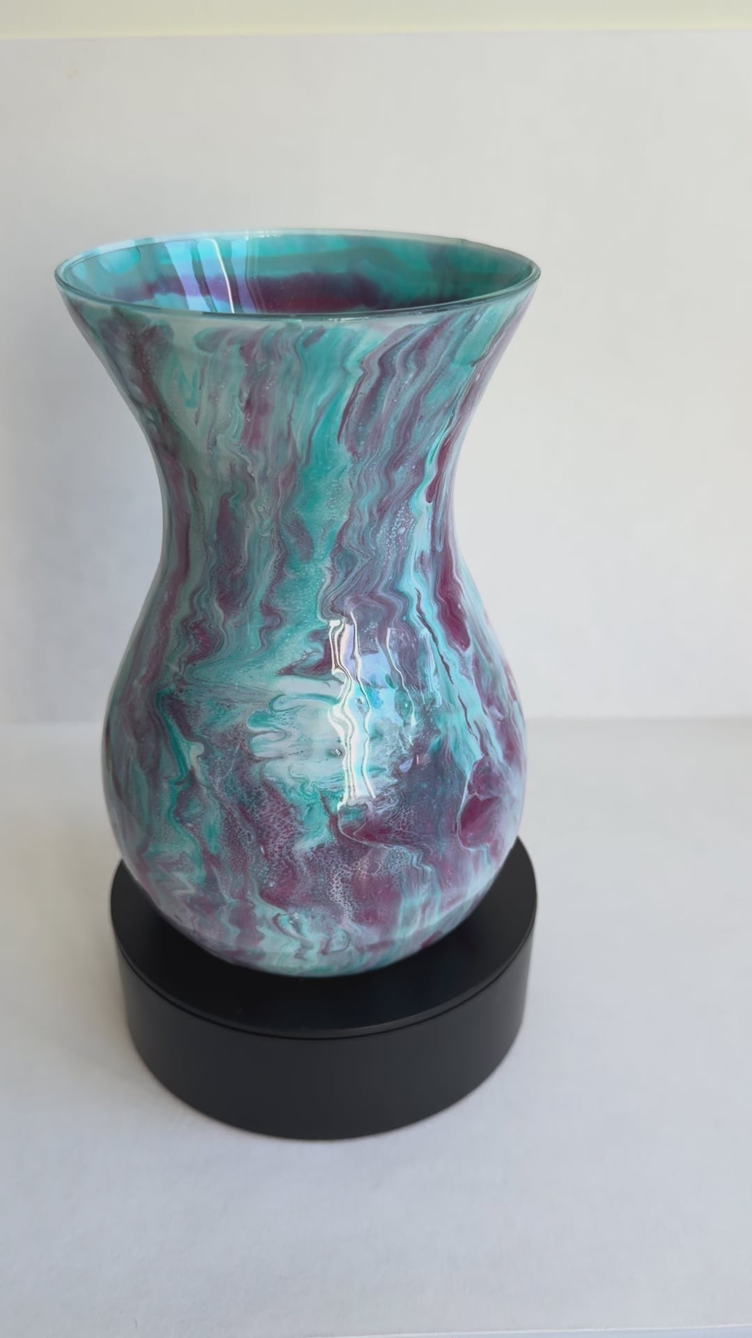 Resin Decorated Vase - Turquoise White and Cerise