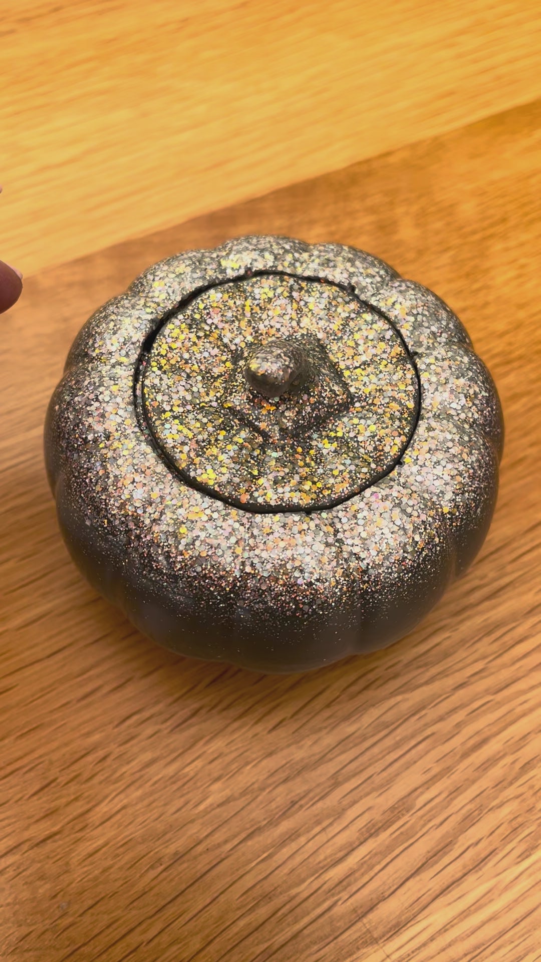 Resin Pumpkin - Grey & Glittery
